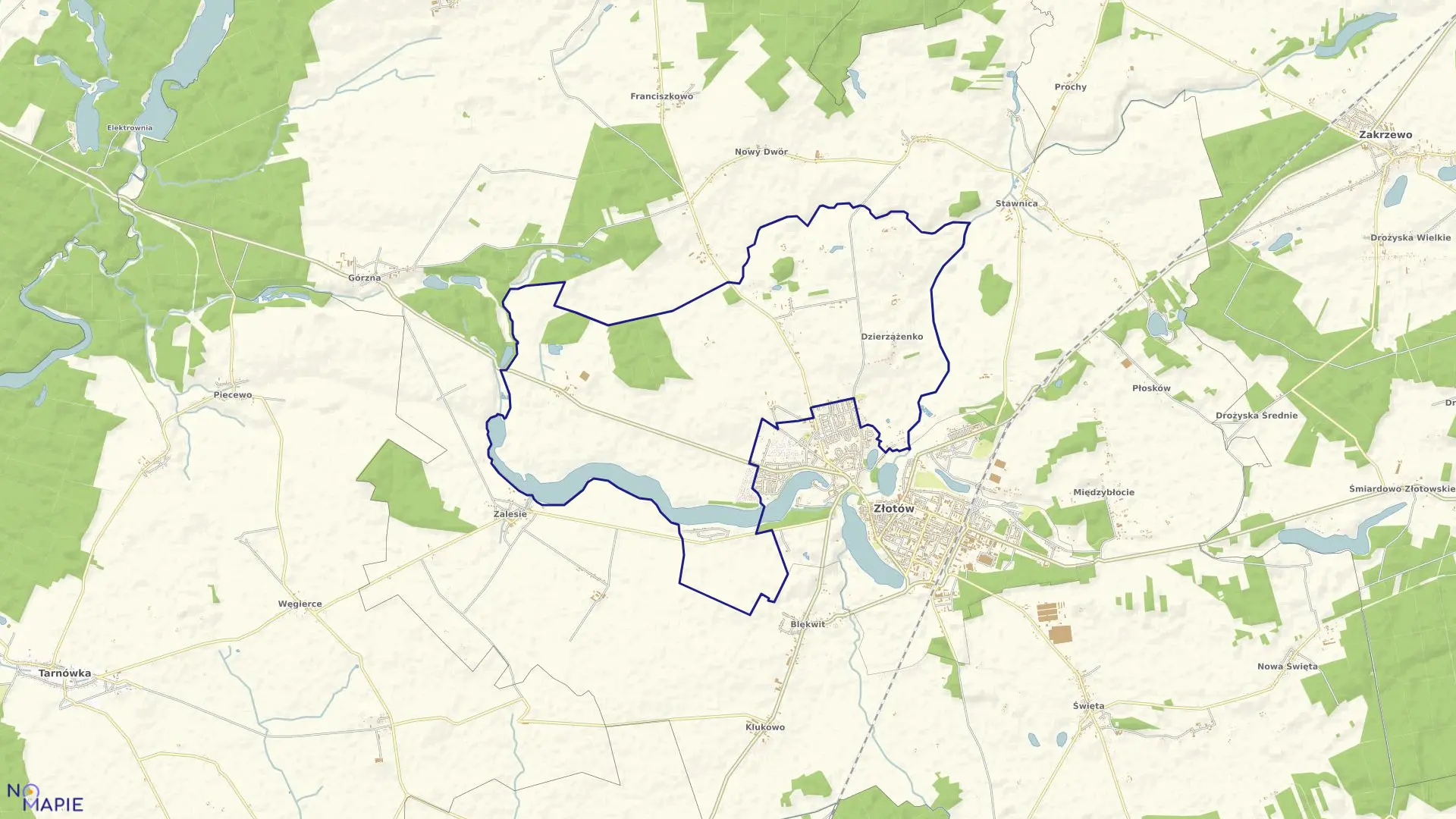 Mapa obrębu DZIERZĄŻENKO w gminie Złotów