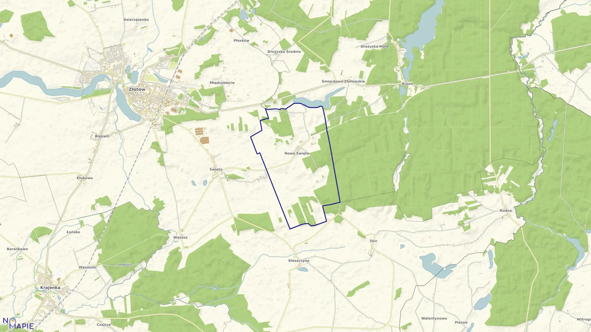 Mapa obrębu NOWA ŚWIĘTA w gminie Złotów